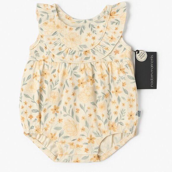 🍁3/$10 Baby Girl Floral Ruffle Romper 6-9M Modern Moments Ivory Sleeveless - Picture 1 of 6